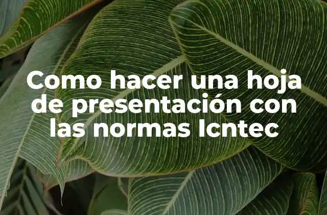 Como Hacer una Hoja de Presentación con las Normas Icntec