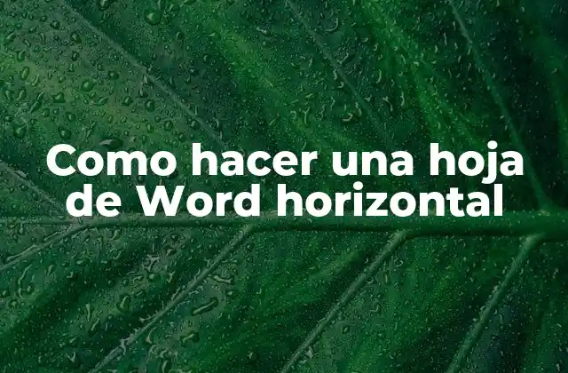 Como Hacer una Hoja de Word Horizontal