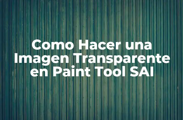 Como Hacer una Imagen Transparente en Paint Tool Sai