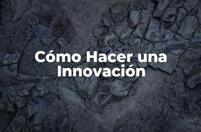 Cómo Hacer una Innovación 2 Cómo Hacer una Innovación