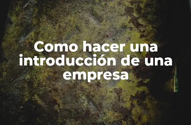 Como Hacer una Introducción de una Empresa