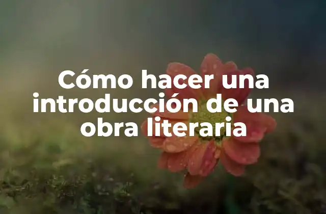 Cómo Hacer una Introducción de una Obra Literaria 2 Cómo hacer una introducción de una obra literaria