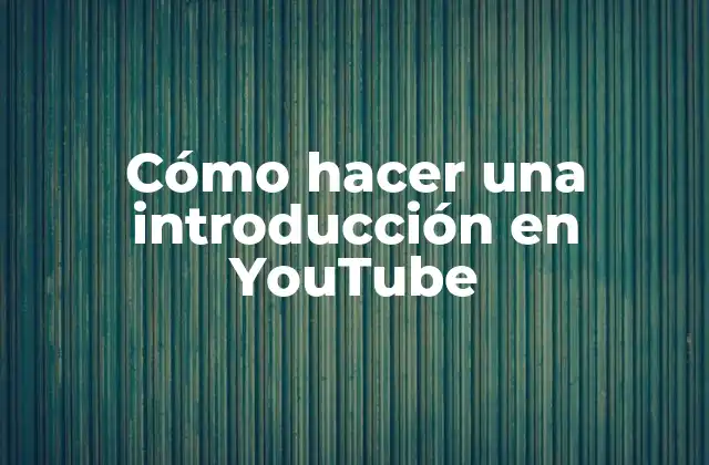 Cómo Hacer una Introducción en Youtube