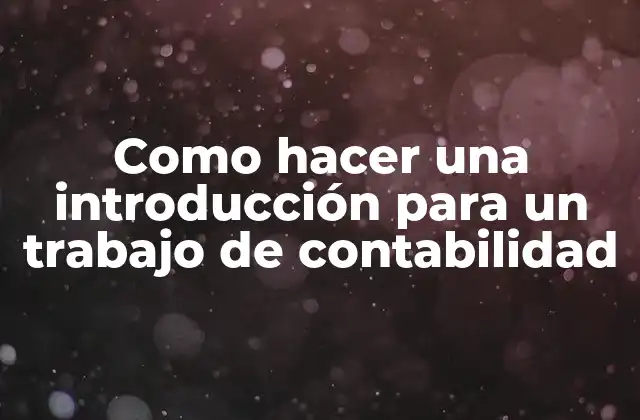 Como Hacer una Introducción para un Trabajo de Contabilidad