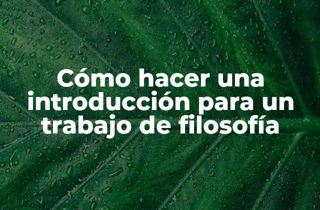 Cómo Hacer una Introducción para un Trabajo de Filosofía