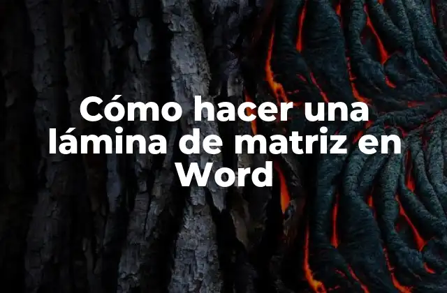 Cómo Hacer una Lámina de Matriz en Word