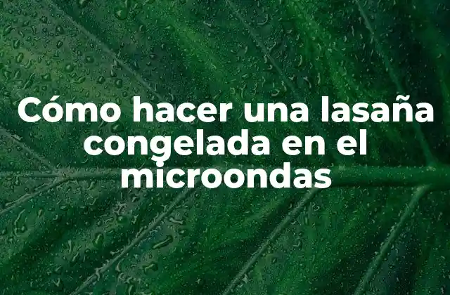 Cómo Hacer una Lasaña Congelada en el Microondas