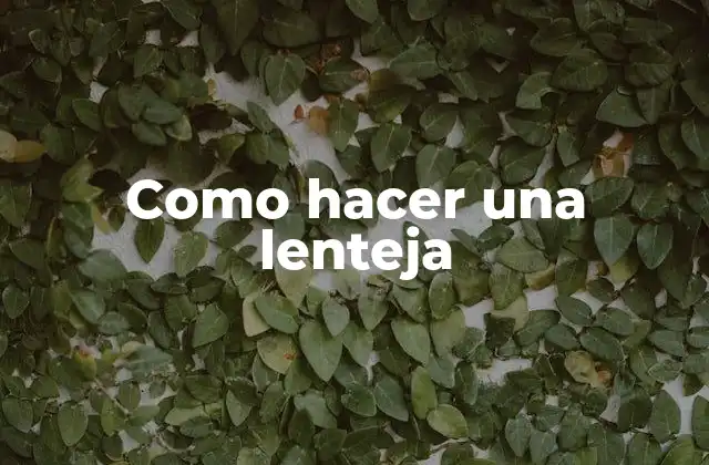 Como Hacer una Lenteja 2 ¿Qué es una lenteja y para qué sirve?