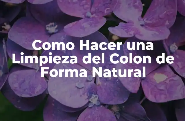 Como Hacer una Limpieza Del Colon de Forma Natural
