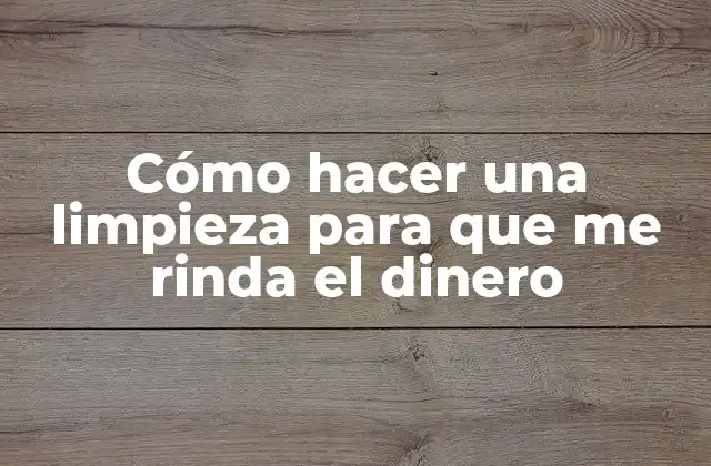 Cómo Hacer una Limpieza para que Me Rinda el Dinero