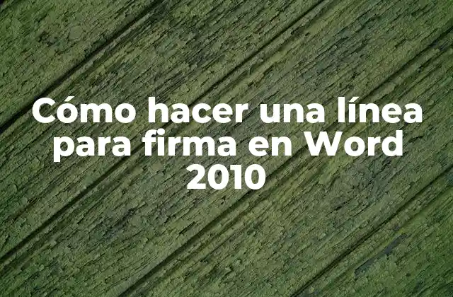 Cómo Hacer una Línea para Firma en Word 2010
