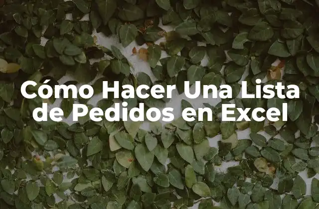Cómo Hacer una Lista de Pedidos en Excel