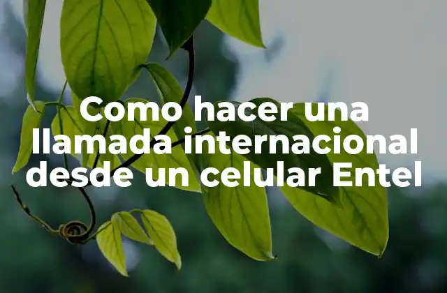 Como Hacer una Llamada Internacional desde un Celular Entel