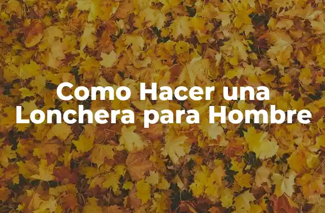 Como Hacer una Lonchera para Hombre