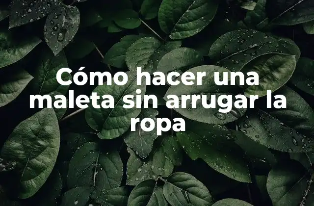 Cómo Hacer una Maleta sin Arrugar la Ropa