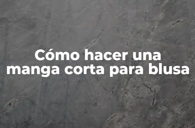Cómo Hacer una Manga Corta para Blusa