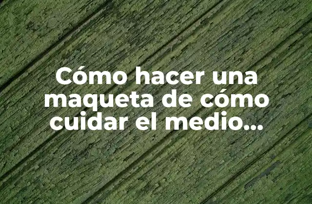 Cómo Hacer una Maqueta de Cómo Cuidar el Medio Ambiente