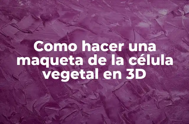 Como Hacer una Maqueta de la Célula Vegetal en 3d