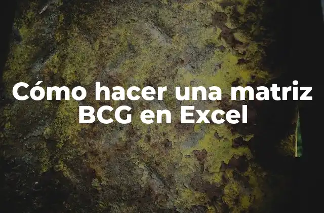 Cómo Hacer una Matriz Bcg en Excel