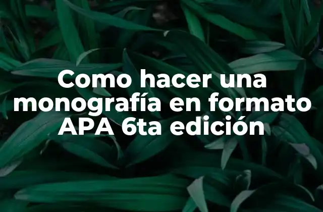 Como Hacer una Monografía en Formato Apa 6ta Edición