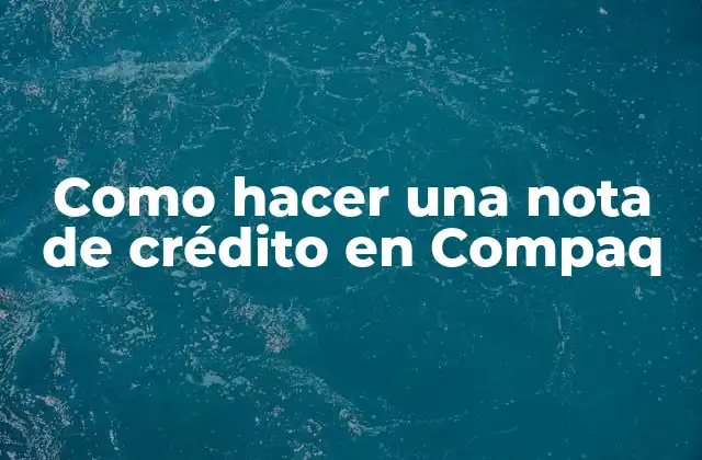 Como Hacer una Nota de Crédito en Compaq