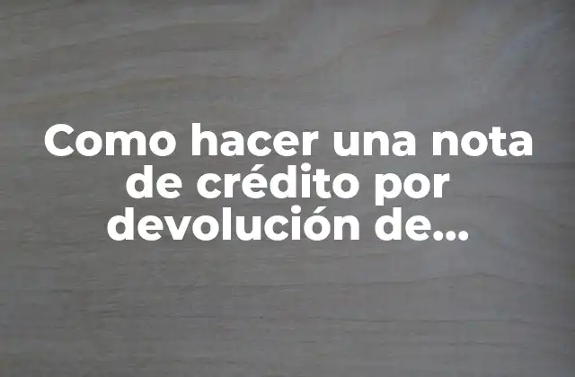 Como Hacer una Nota de Crédito por Devolución de Mercancía