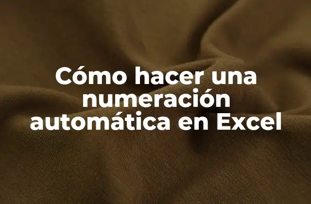 Cómo Hacer una Numeración Automática en Excel