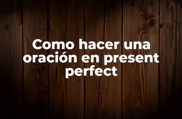 Como Hacer una Oración en Present Perfect
