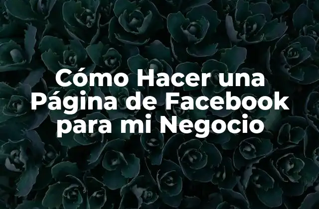 Cómo Hacer una Página de Facebook para Mi Negocio