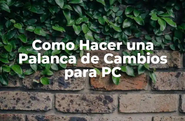 Como Hacer una Palanca de Cambios para Pc