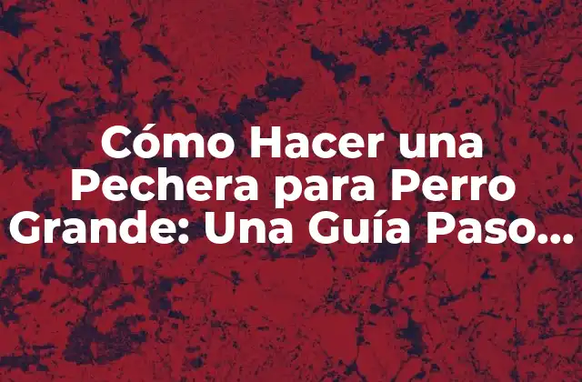 Cómo Hacer una Pechera para Perro Grande: una Guía Paso a Paso