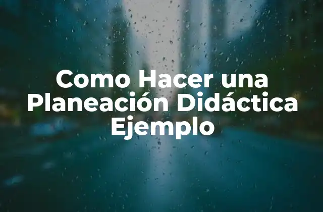 Como Hacer una Planeación Didáctica Ejemplo