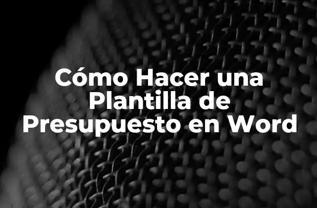Cómo Hacer una Plantilla de Presupuesto en Word