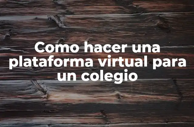 Como Hacer una Plataforma Virtual para un Colegio