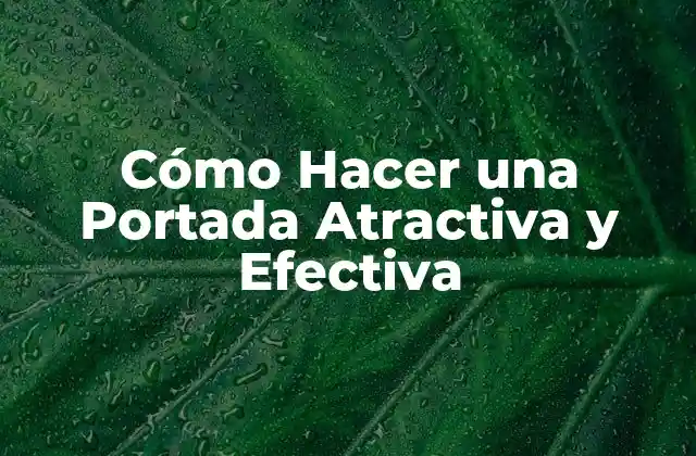 Cómo Hacer una Portada Atractiva y Efectiva