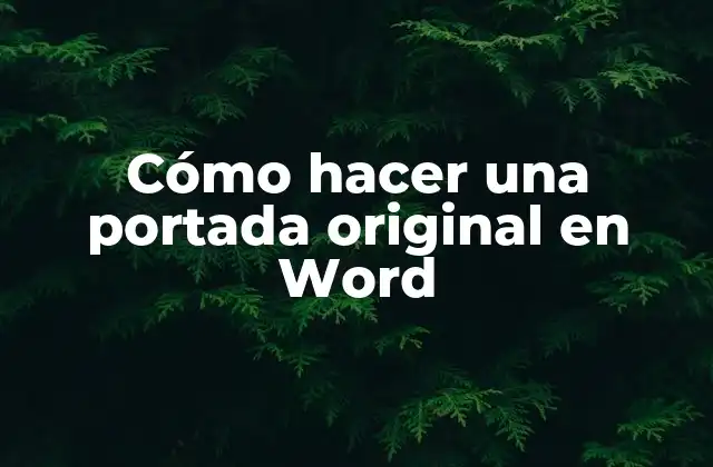 Cómo Hacer una Portada Original en Word