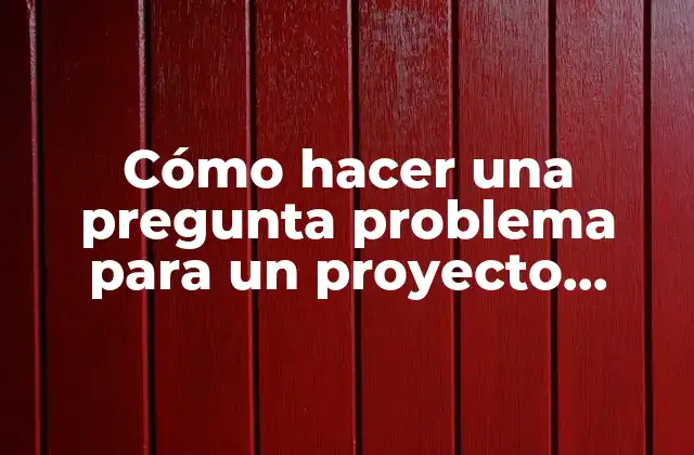 Cómo Hacer una Pregunta Problema para un Proyecto Ejemplo