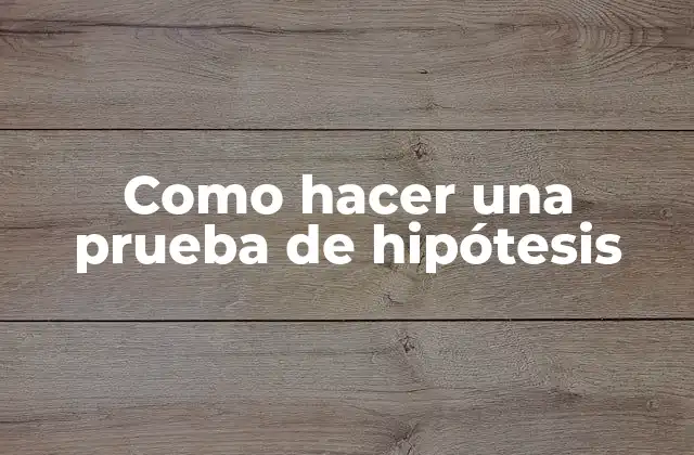 Como Hacer una Prueba de Hipótesis