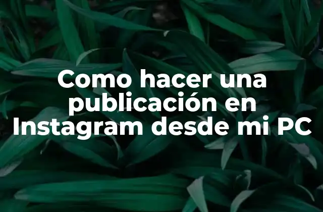 Como Hacer una Publicación en Instagram desde Mi Pc