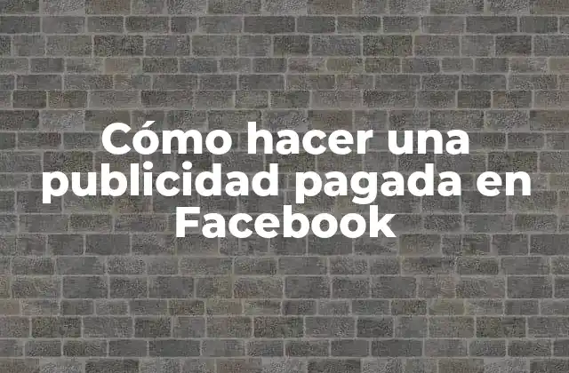 Cómo Hacer una Publicidad Pagada en Facebook