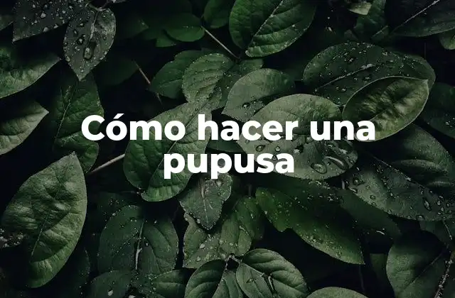 Cómo Hacer una Pupusa