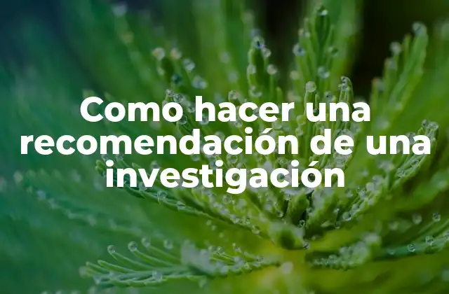 Como Hacer una Recomendación de una Investigación