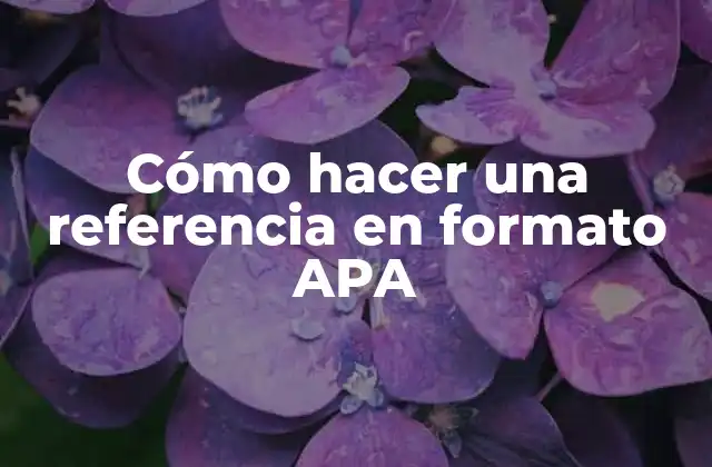Cómo Hacer una Referencia en Formato Apa