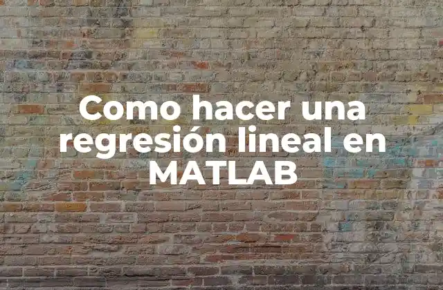 Como Hacer una Regresión Lineal en Matlab