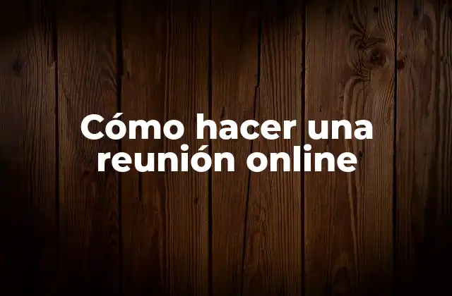Cómo Hacer una Reunión Online