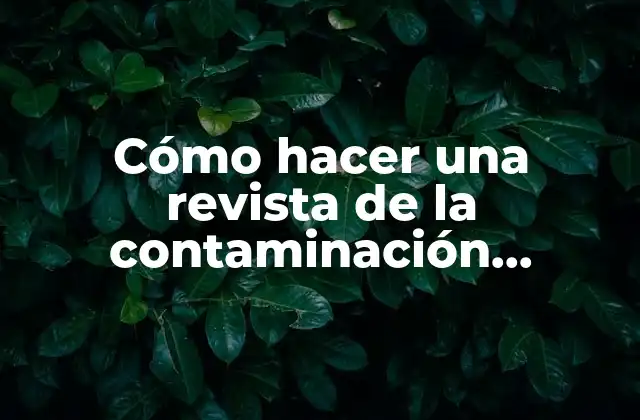 Cómo Hacer una Revista de la Contaminación Ambiental