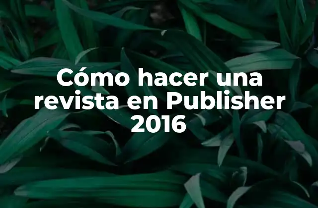 Cómo Hacer una Revista en Publisher 2016