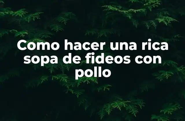 Como Hacer una Rica Sopa de Fideos con Pollo