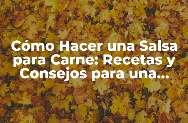 Cómo Hacer una Salsa para Carne: Recetas y Consejos para una Delicia Gastronómica