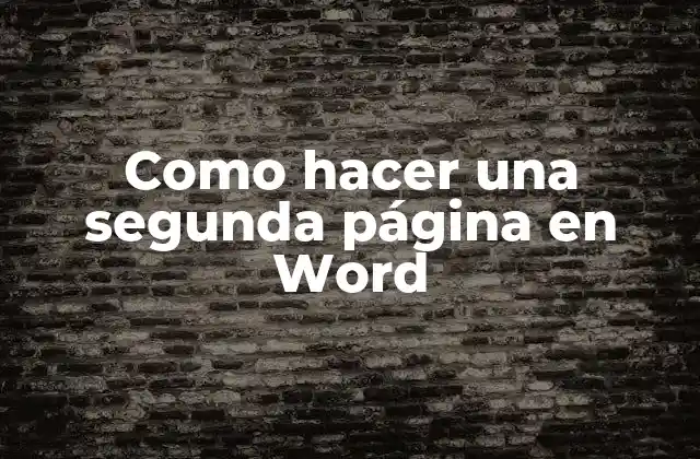 Como Hacer una Segunda Página en Word